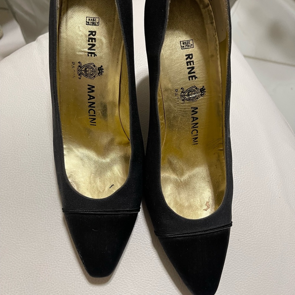 Rene Mancini Black Satin and fabric shoe